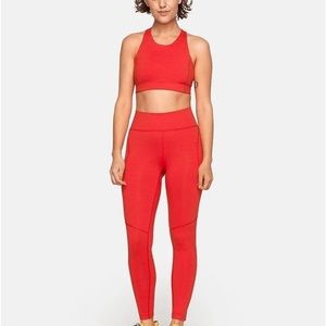 Outdoor Voices Core 7/8 Legging Tech Sweat + Tech Sweat Crop Top in Scarlett